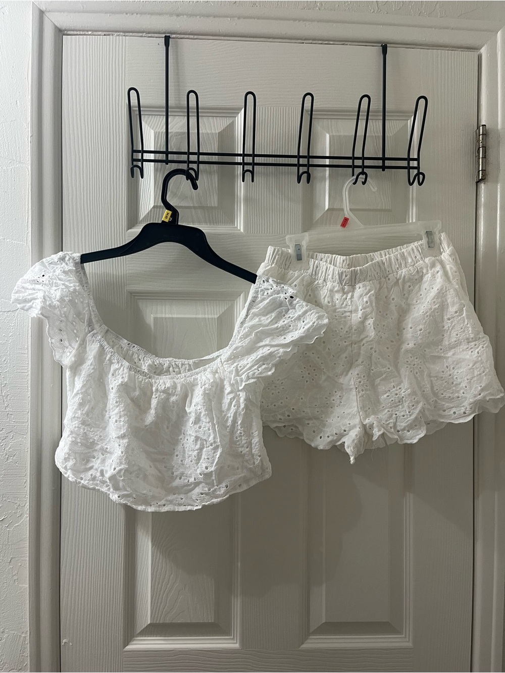 White Eyelet Cotton Lightweight Summer Matching Set